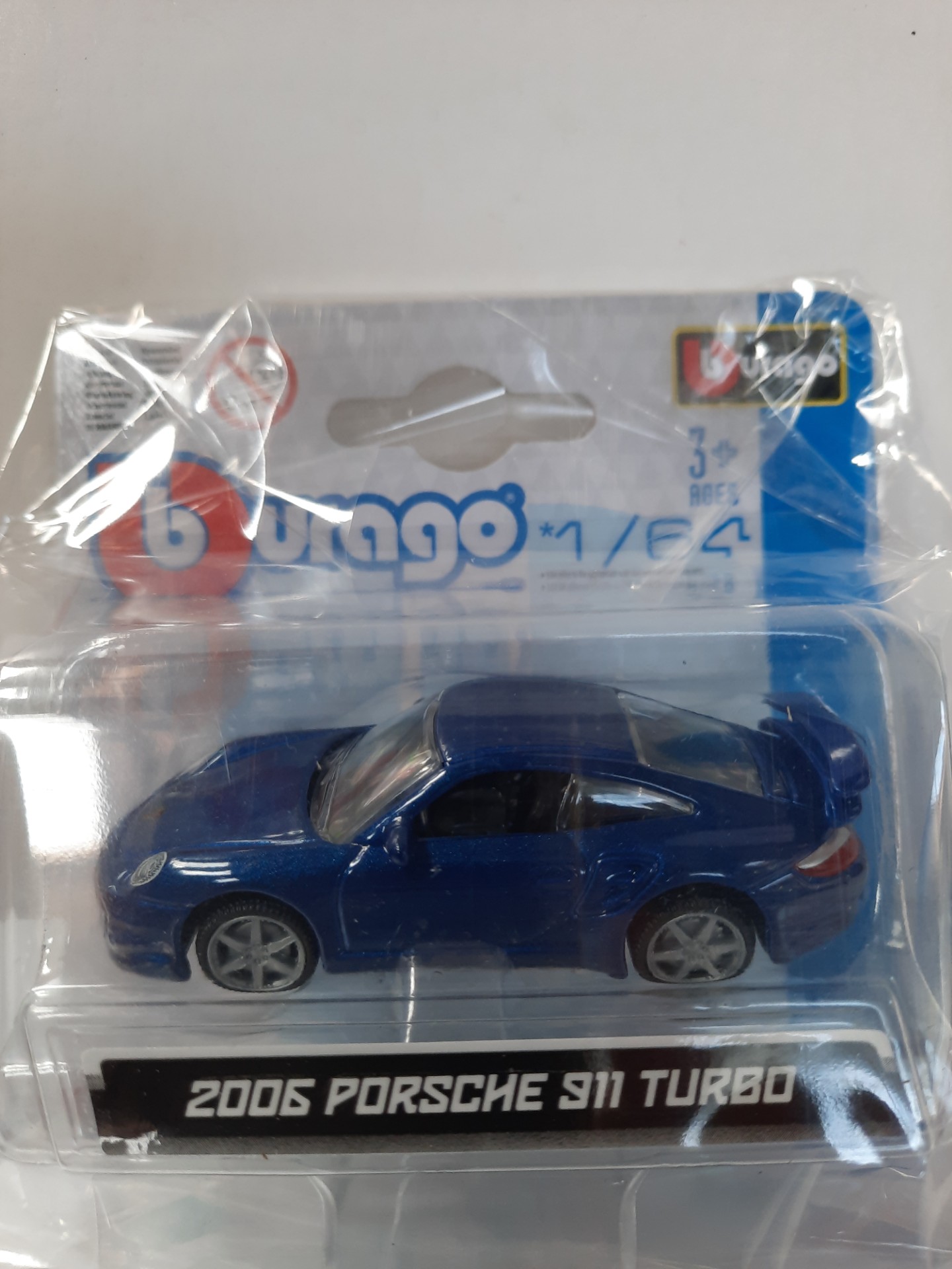 B Burago 2006 Porsche 911 Turbo Dark Blue Scale 1.64 - Mister Anime